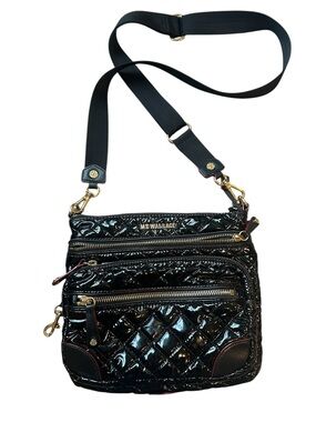 MZ Wallace Downtown Crosby quilted black patent leather Crossbody bag